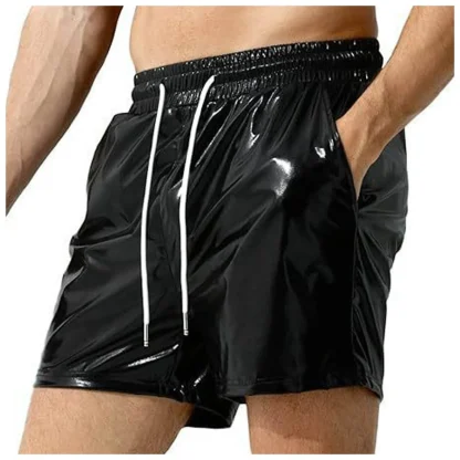 Solid Metallic Elastic Swim Shorts