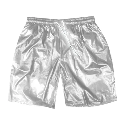 Solid Metallic Elastic Swim Shorts - Image 7